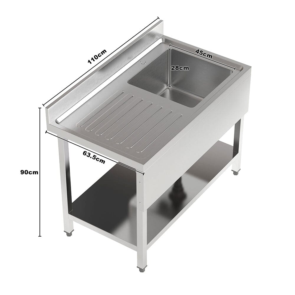 Stainless Steel Hand Wash Basin with Front Side