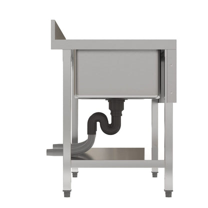 Stainless Steel Two Compartment Commercial Sink with Shelf