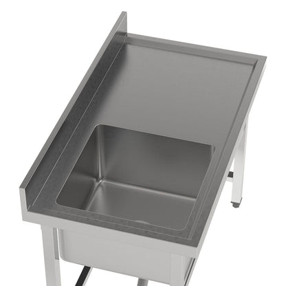 3ft Stainless Steel One Compartment Commercial Sink with Right Drainboard