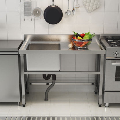 3ft Stainless Steel One Compartment Commercial Sink with Right Drainboard