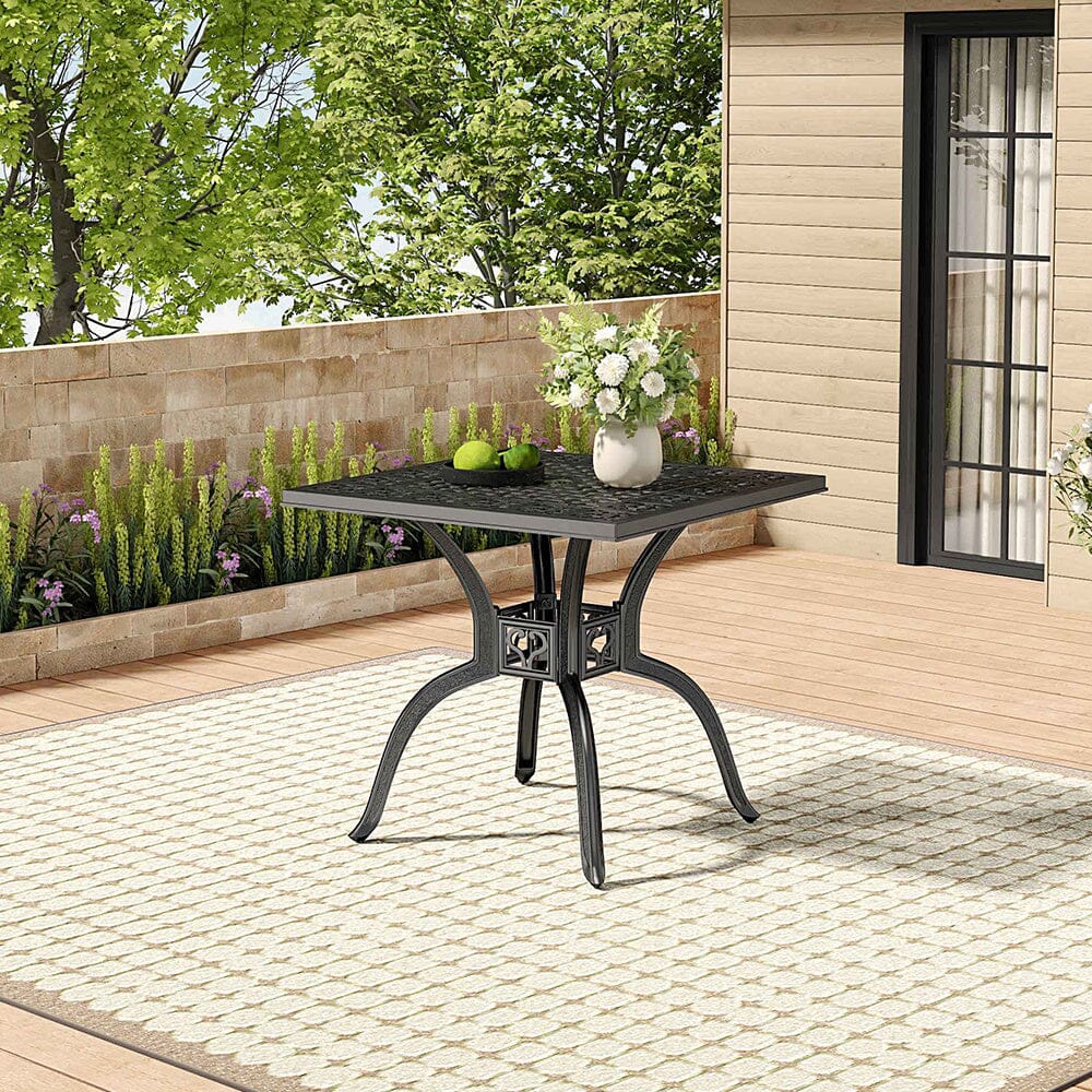 Black Cast Aluminium Square Outdoor Dining Table