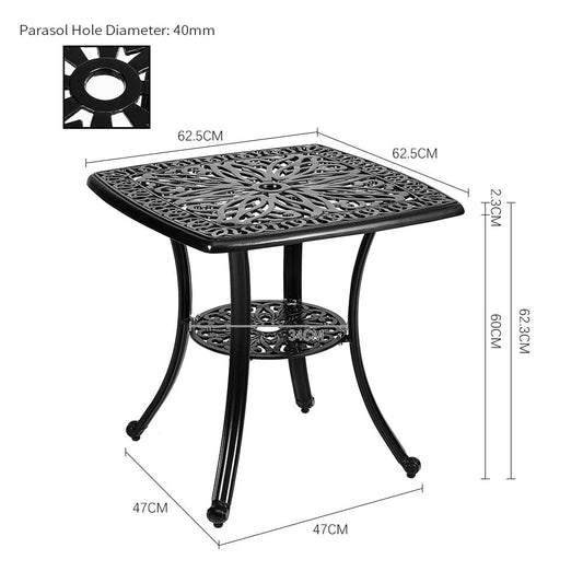 Square Cast Aluminium Outdoor Bistro Table Black