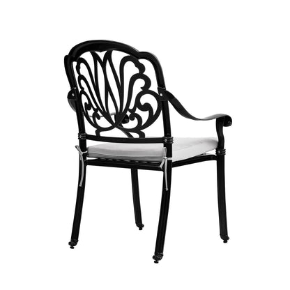 Set of 2 Outdoor Cast Aluminum Dining Chairs with Cushions