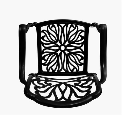 Set of 2 Outdoor Cast Aluminum Dining Chairs with Cushions