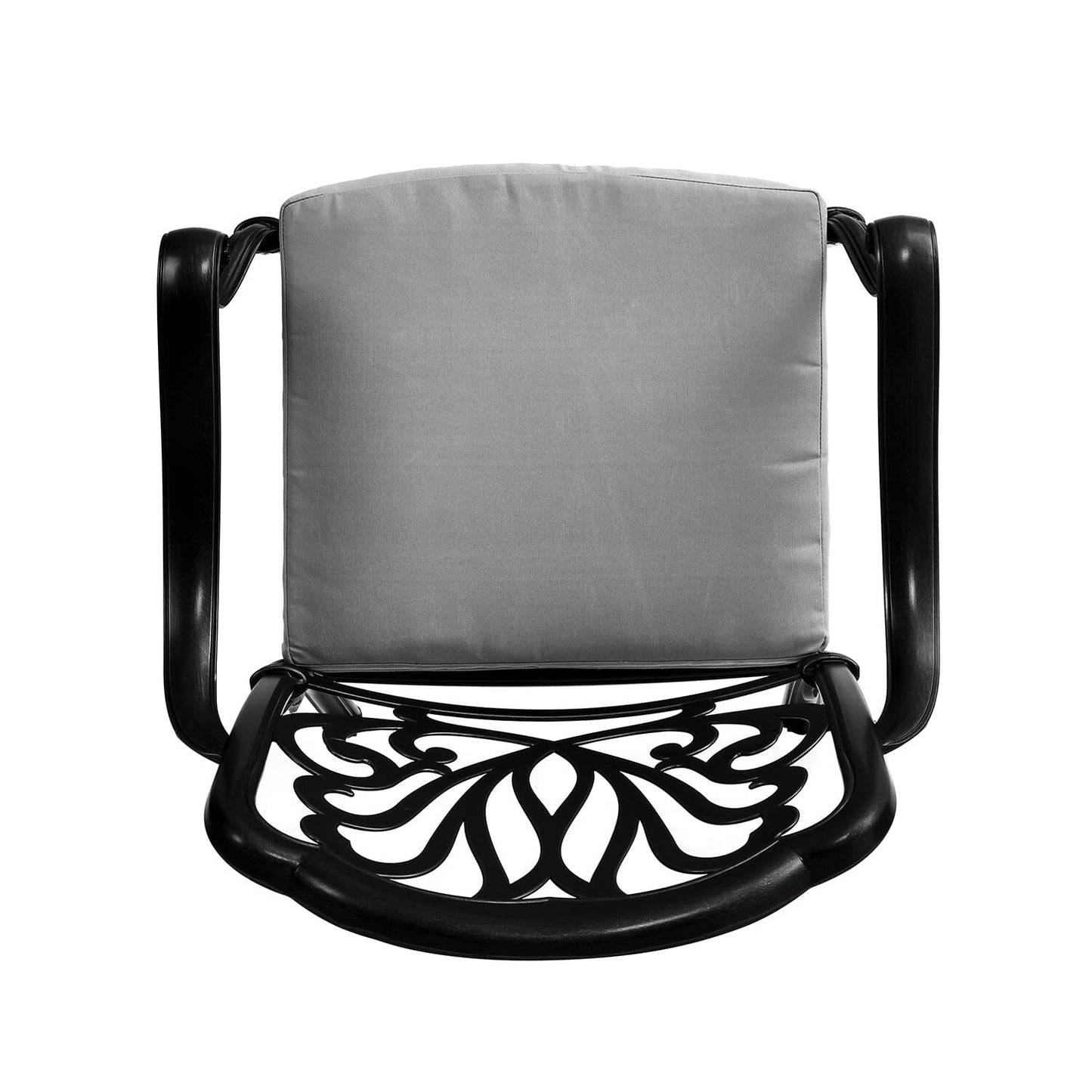 Set of 2 Outdoor Cast Aluminum Dining Chairs with Cushions