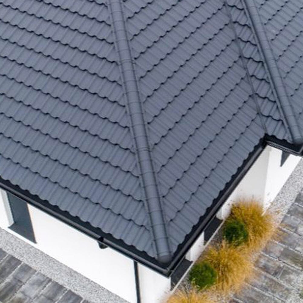 10/20/30pcs Half Round Metal Roofing Ridge Tiles - Black/Grey