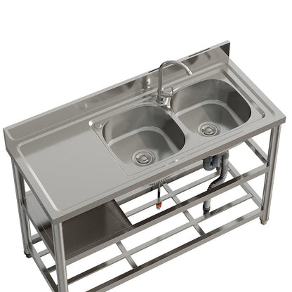 Stainless Steel One Compartment Sink with Shelves