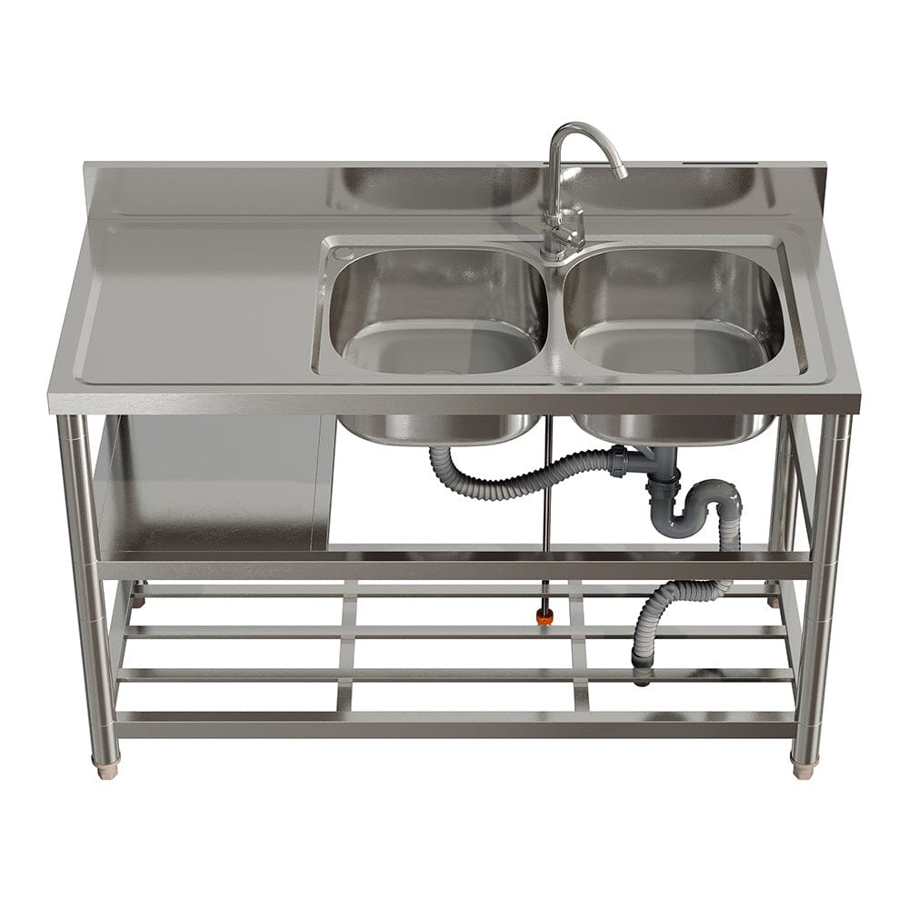 Stainless Steel One Compartment Sink with Shelves