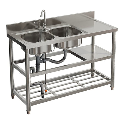 Stainless Steel One Compartment Sink with Shelves