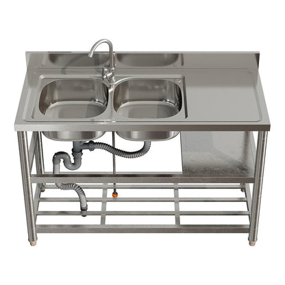 Stainless Steel One Compartment Sink with Shelves