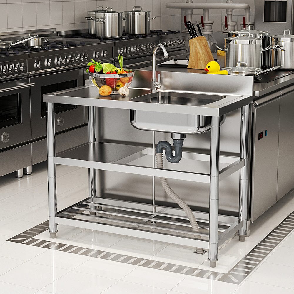 Stainless Steel One Compartment Sink with Shelves