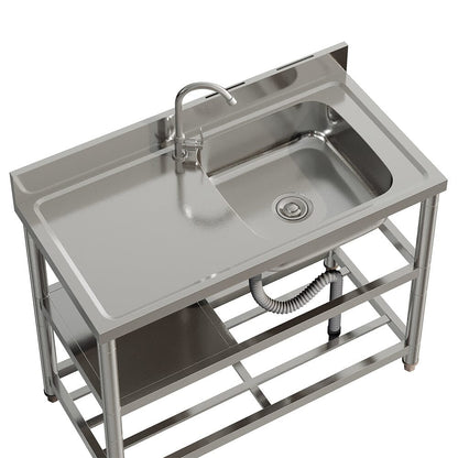 Stainless Steel One Compartment Sink with Shelves