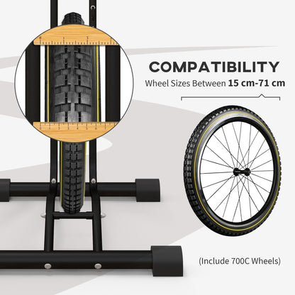 SPORTNOW Vertical and Horizontal Bike Rack Bicycle, Storage Stand with Adjustable Hooks, for 24"-29" Wheels, 700c Bike