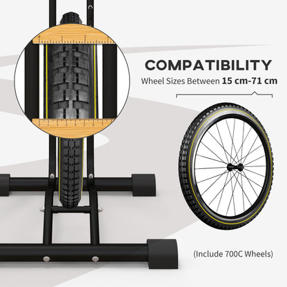 SPORTNOW Vertical and Horizontal Bike Rack Bicycle, Storage Stand with Adjustable Hooks, for 24"-29" Wheels, 700c Bike
