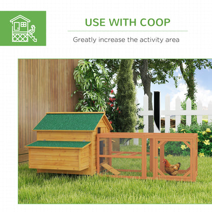 PawHut 2 Piece Wooden Chicken Coop and Run Set, Poultry Run Cage with Nesting Box, Slide-Out Tray, for 4-8 Chickens, Yellow