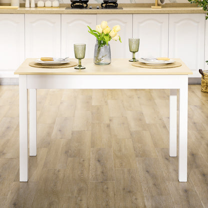 HOMCOM Dining Table for 4 to 6, Modern Kitchen Table with Wood Effect Tabletop, Thick Legs, 120cm, Oak Wood Grain