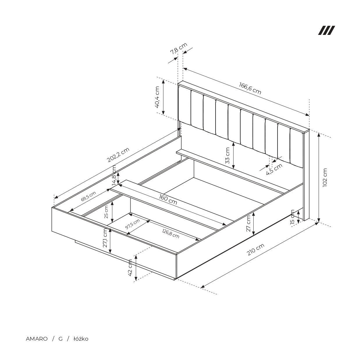 Bed AMARO Oak Dunin
