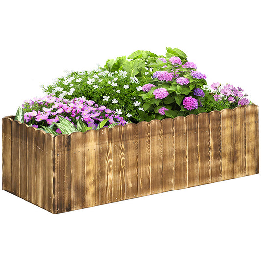 Outsunny 109L Podniesiona doniczka ogrodowa, drewniana prostokątna doniczka, doniczka na zioła i warzywa (100L x 40W x 30H cm)