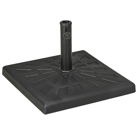 Outsunny 19kg Resin Garden Parasol Base Holder, Square Outdoor Market Umbrella Stand Weight for Poles of â32mm, â38mm, and â48mm, Black