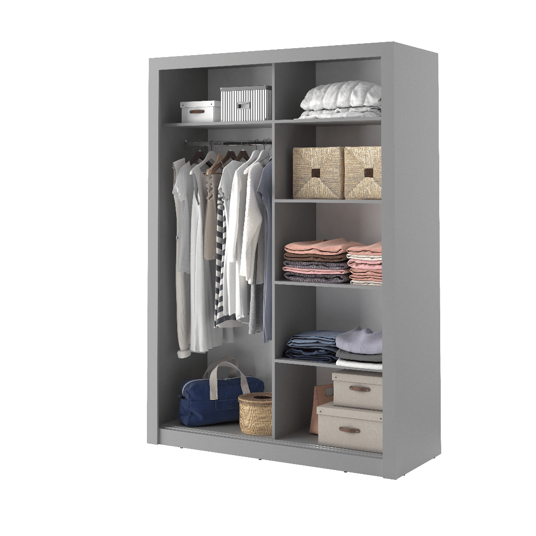 Zakhar 2 Door Sliding Wardrobe 150cm - Black, White, Grey or Oak