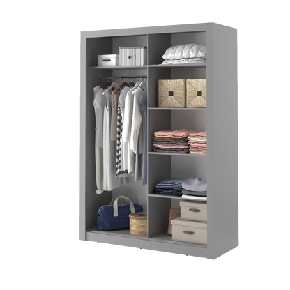 Zakhar 2 Door Sliding Wardrobe 150cm - Black, White, Grey or Oak