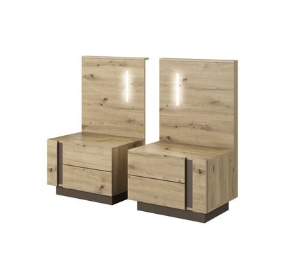 Set of Bedside Tables ARCO Oak Artisan / Grey
