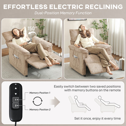 HOMCOM Corduroy Electric Massage Recliner - Brown