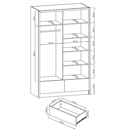 Aria II Sliding Door Wardrobe 134cm