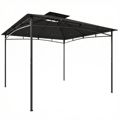 Outsunny 3 x 3 m Gazebo, Garden Gazebo with 2-Tier Roof, Metal Frame, Black