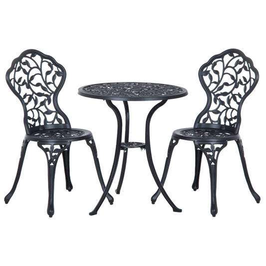 Outsunny 3 Piece Cast Aluminium Bistro Set Garden Furniture Dining Table Chairs Antique Outdoor Seat Patio Seater