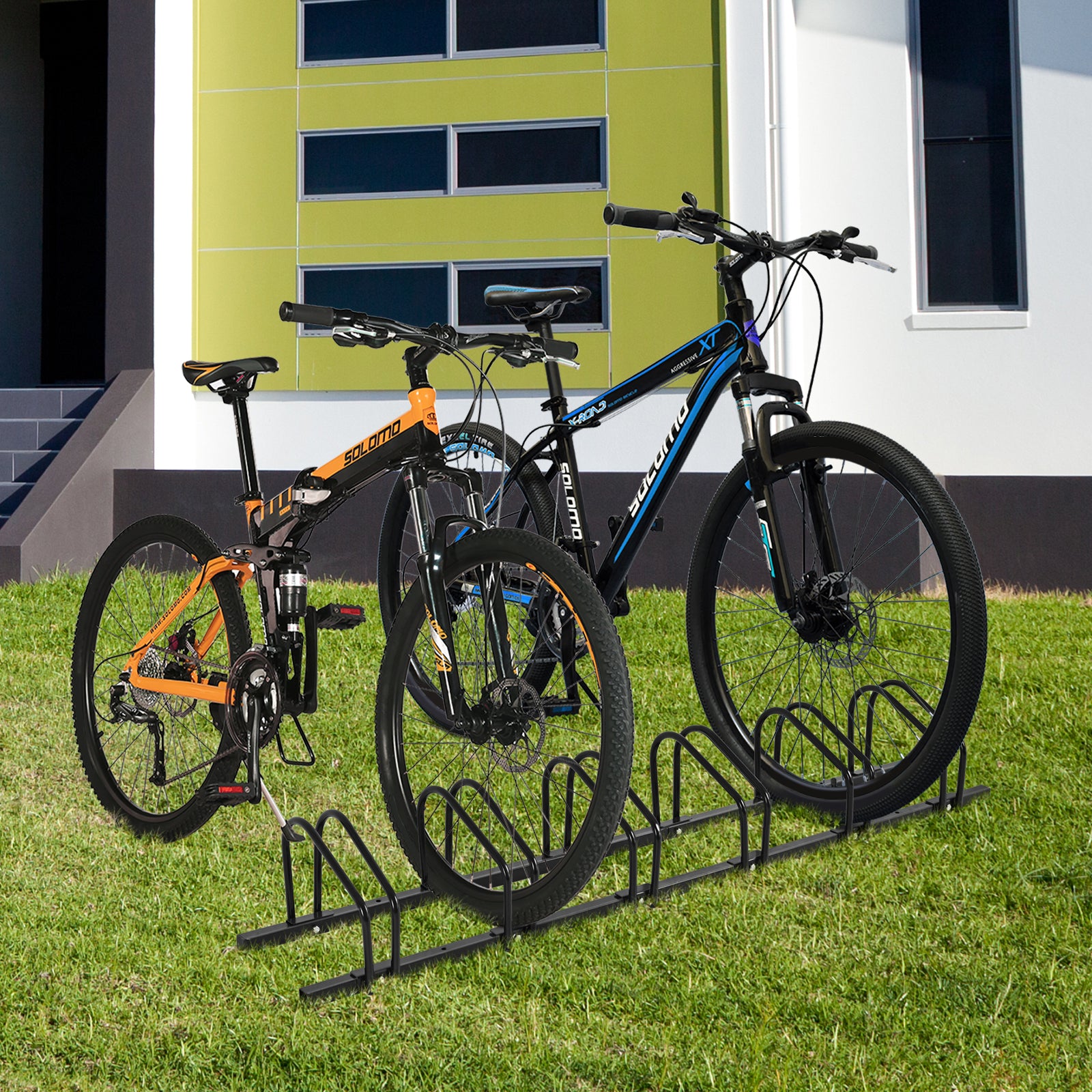 6-Bike Steel Bike Rack for Child BMX Road and Mountain Bikes-Black