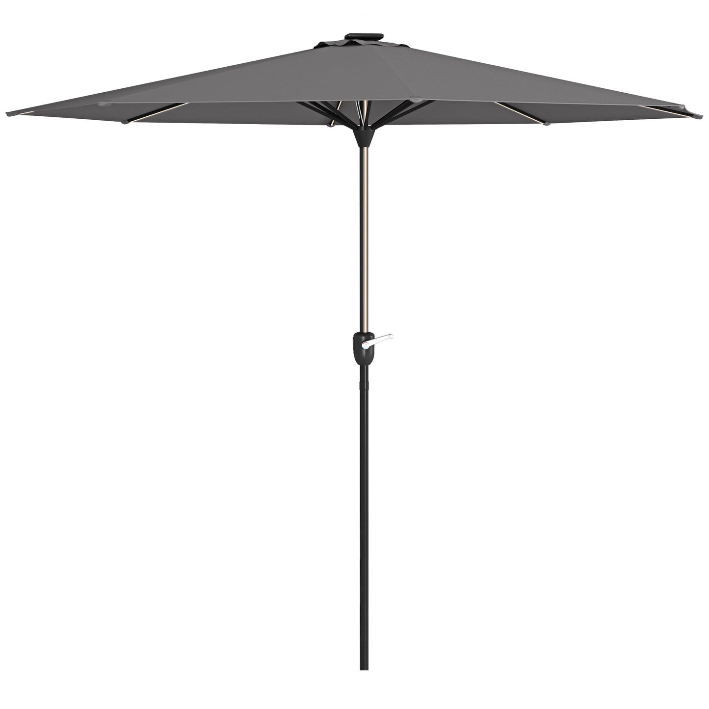 Outsunny 2.65m Garden Parasol, with LED Lights - Dark Grey