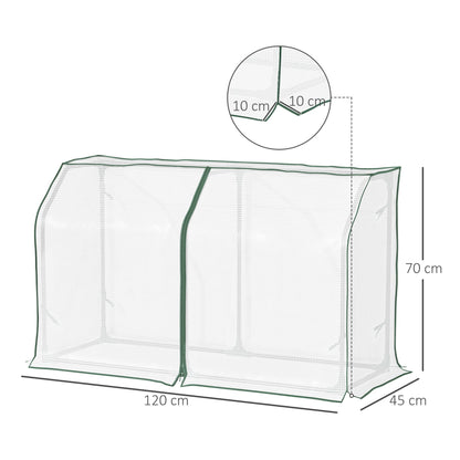 Outsunny Mini Greenhouse Portable Garden Growhouse for Plants with Zipper Design for Outdoor, Indoor, 120 x 45 x 70cm, White