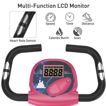 دراجة تمارين المقاومة المغناطيسية قابلة للطي مع شاشة LCD ومقعد قابل للتعديل لمراقبة معدل ضربات القلب وسادات للقدم في المنزل والمكتب وتدريبات اللياقة البدنية