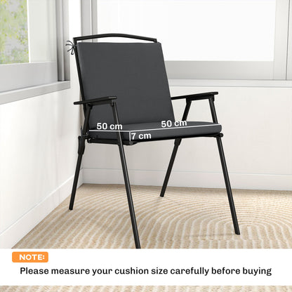 Outsunny Outdoor Seat Cushions Set of 2 with Ties, Waterproof Garden Seat Pads, Dark Grey