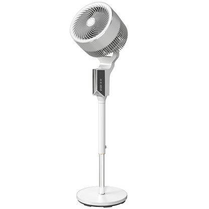 HOMCOM 20 dB Silent Standing Fan for Bedroom, 46" Pedestal Fan with Remote, 85° Oscillating, 8 Speeds, White