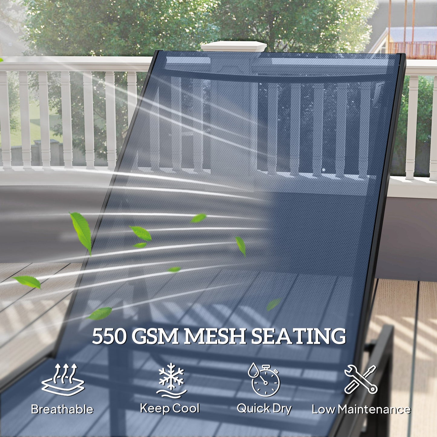 Outsunny Reclining Sun Lounger - Dark Blue