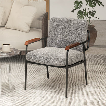 Accent Chair with Back Pillow and Wide Cushioned Seat-Grey