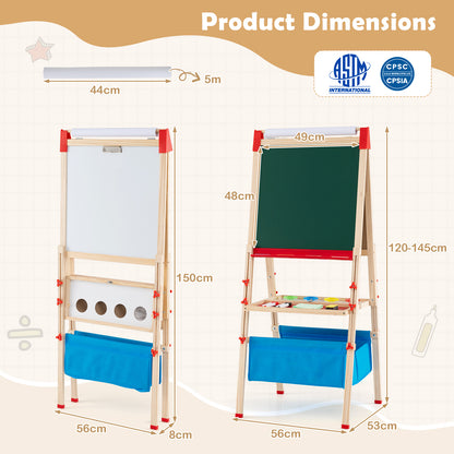 Adjustable Art Easel with Magnetic Chalkboard and Whiteboard-Colourful