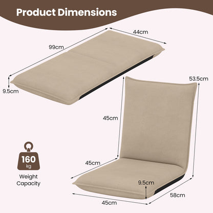 Adjustable Floor Chair with Adjustable Backrest and Sponge Filling-Beige