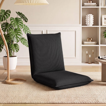 Adjustable Floor Chair with Adjustable Backrest and Sponge Filling-Black