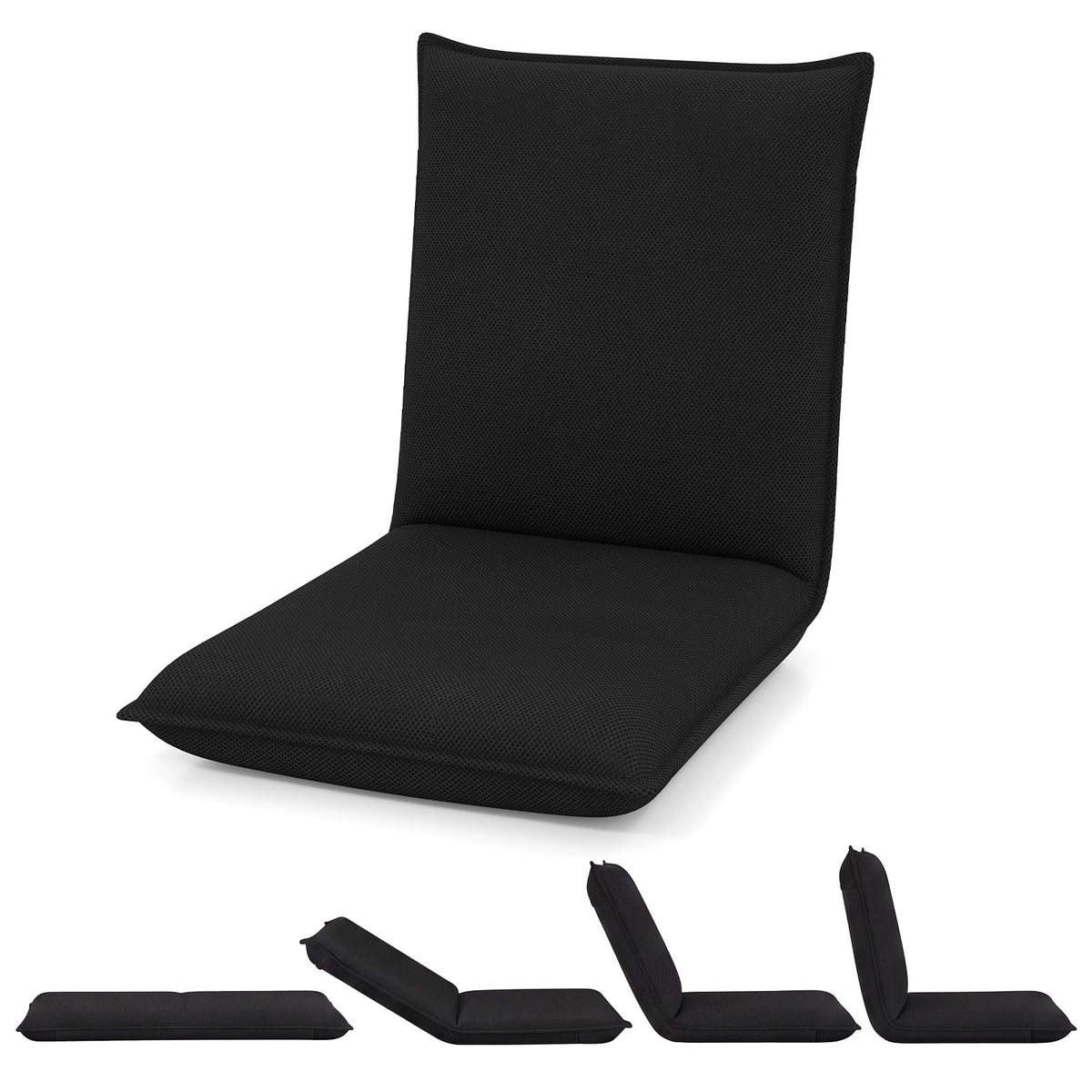 Adjustable Floor Chair with Adjustable Backrest and Sponge Filling-Black