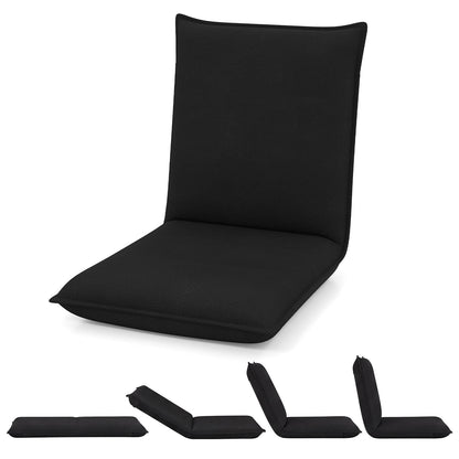 Adjustable Floor Chair with Adjustable Backrest and Sponge Filling-Black
