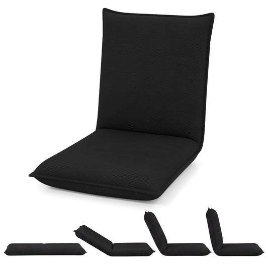 Adjustable Floor Chair with Adjustable Backrest and Sponge Filling-Black