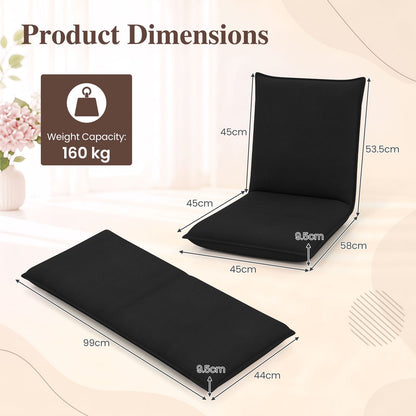 Adjustable Floor Chair with Adjustable Backrest and Sponge Filling-Black