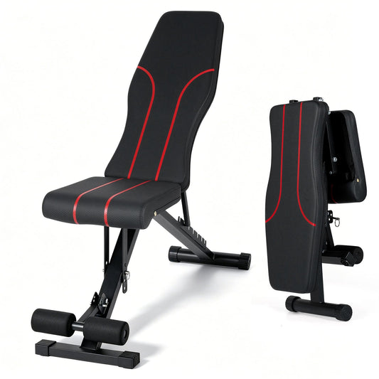 Adjustable Foldable Black Dumbbell Bench with PU Upholstery