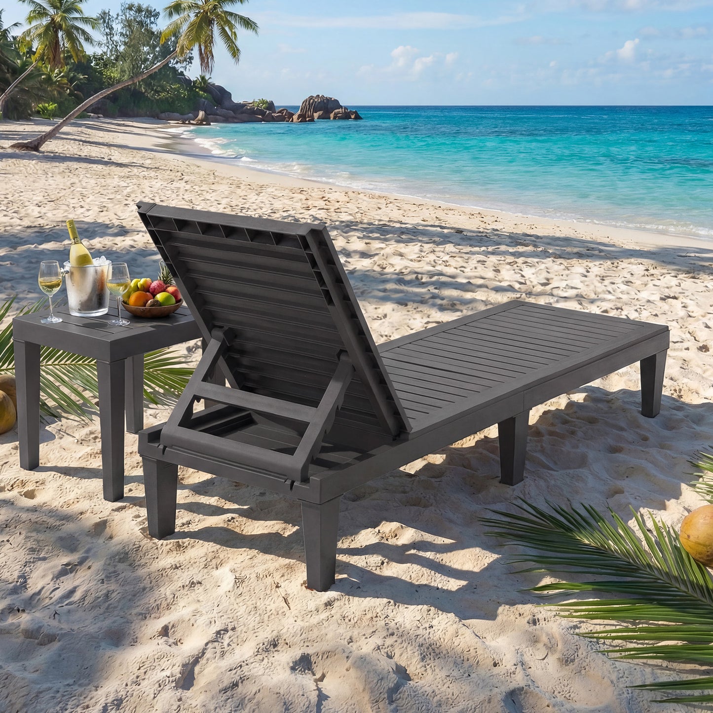 Adjustable Recliner Lounger Beach-Grey