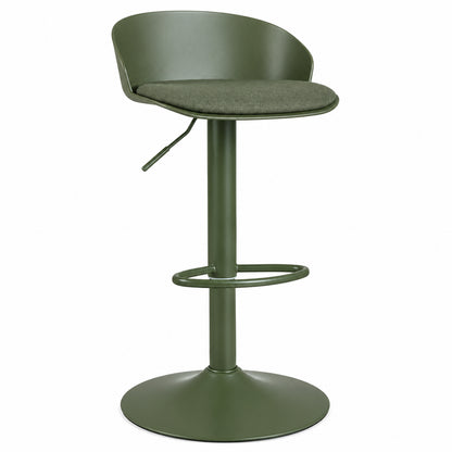 Adjustable Swivel Bar Stools with Back and Footrest Loads 150 KG Each-Olive Green