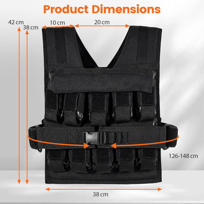 Adjustable Weighted Vest for Men and Women 20 Kg Weight Vest-Black