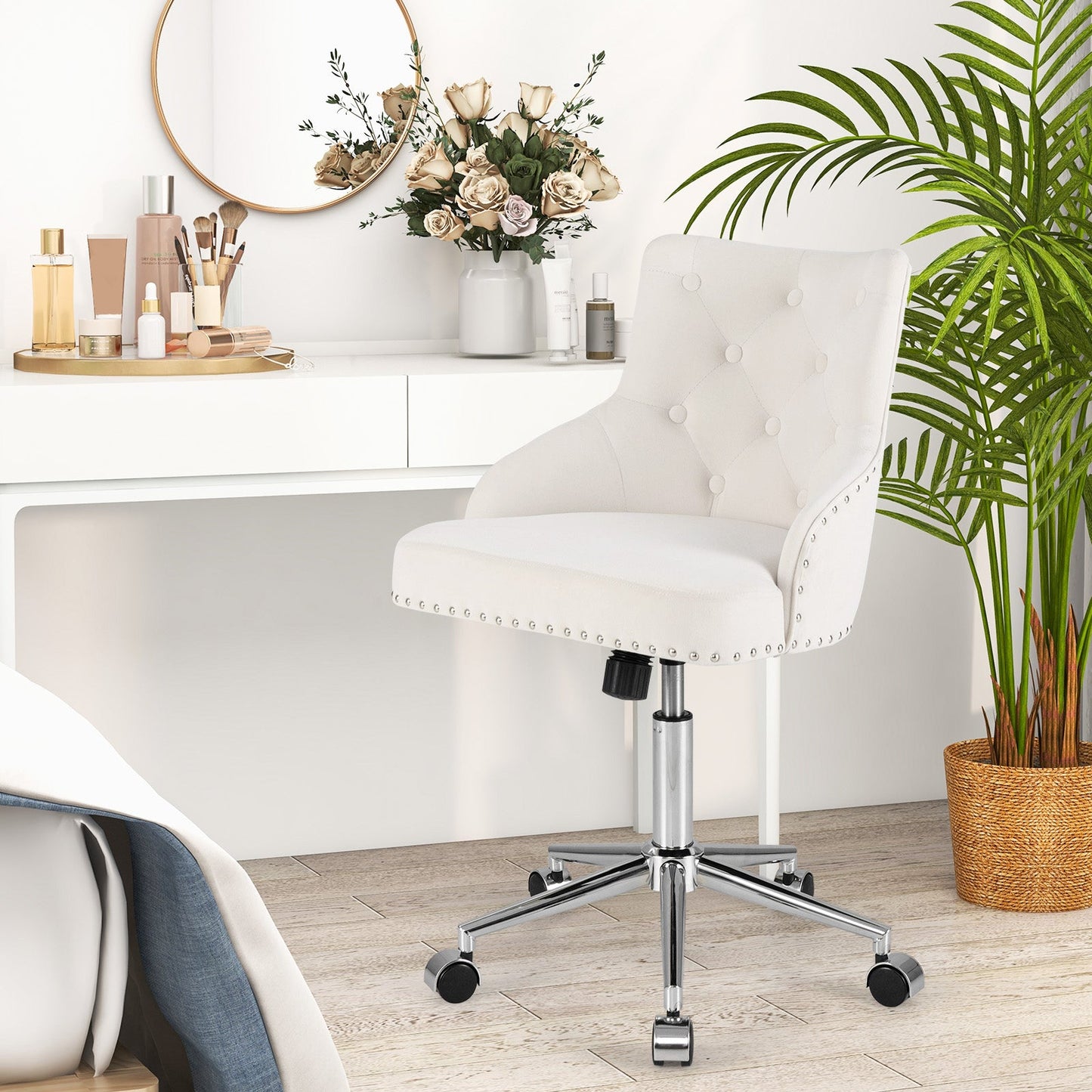 Adjustable 360¬∞ Swivel Accent Armchair-Beige